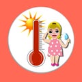 Illustration thermometer showing hot temperature